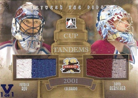 2001-02 Between the Pipes Tandems #GT5 Patrick Roy/David Aebischer Gold